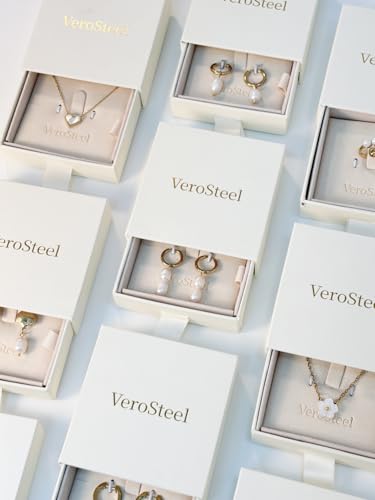 Pearl Earrings VeroSteel Dangle Earrings for Women, Dainty 14k Gold Huggie Hoop Earrings with Pearls, Trendy Pearl Drop Earrings, Stainless Steel Hypoallergenic Stud Earrings For Sensitive Ears - style: Double Pearl