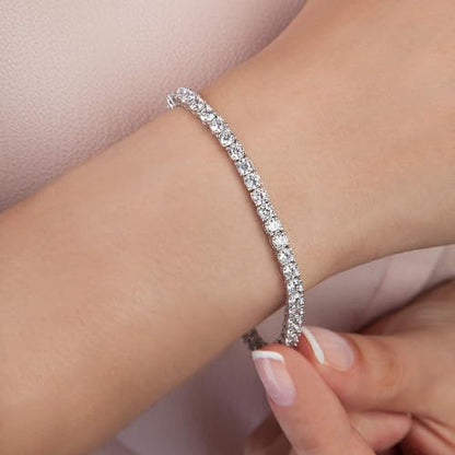 Women's 14K Gold Plated Jewelry Bracelet Set - Stylish Thin Dainty Chain, Stackable Cuban Link and Paperclip Bracelets - style: Silver 6.5inch