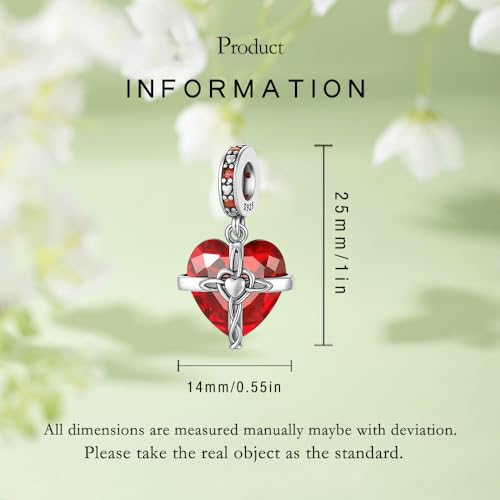 Birthstone Charm, 925 Sterling Silve Heart Dangle Charms for Pandora Bracelets, Ladies Birthday Gift - style: A-January
