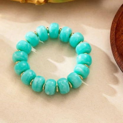 Bead Bracelet for Women Vibrant Color Resin Beads Bracelets Elastic Stretch Chunky Bracelet Boho Summer Beach Vacation Jewelry - color: Lack Blue 2