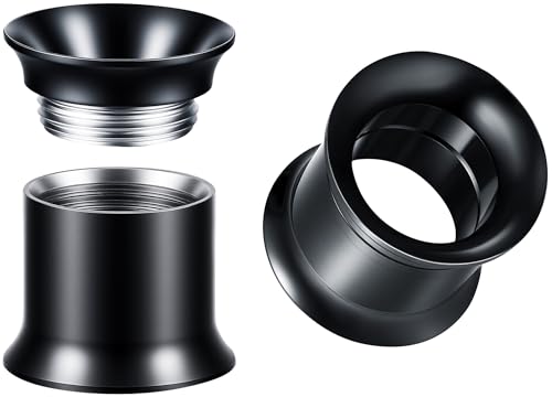 Surigcal Stainless Steel Ear Gauges Tunnels - Internally Threaded Plugs For Ears - Internally Threaded Ear Gauges For Men Women - Double Flare Internal Thread Screw-Fit Gauge Flesh Tunnel Earrings - color: Black, size: 8mm (0g)