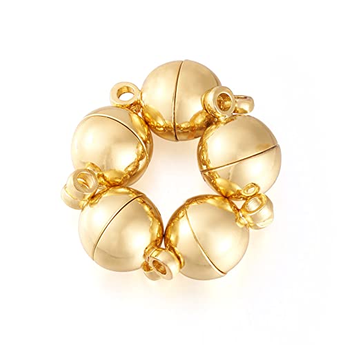 Craftdady 20 Sets 24K Gold Round Magnetic Clasps Magnet Converters Locking Clasps 14.5x8mm for Jewelry Bracelet Necklace Making Hole:1.6mm - color: Gold