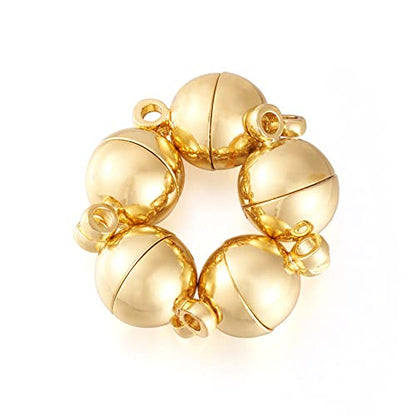 Craftdady 20 Sets 24K Gold Round Magnetic Clasps Magnet Converters Locking Clasps 14.5x8mm for Jewelry Bracelet Necklace Making Hole:1.6mm - color: Gold