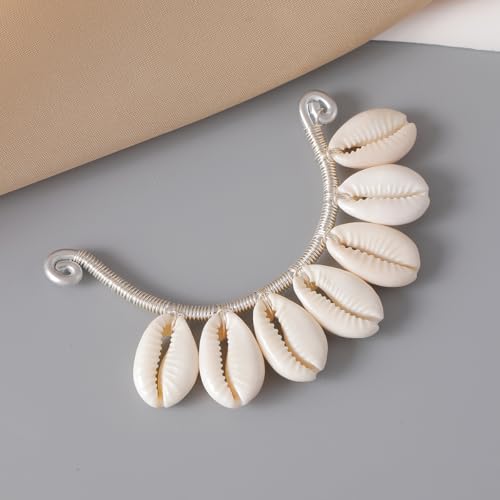 Wellike Gold Ear Cuffs For Women Non Piercing Single Clip On Earrings 18k Gold/Silver Plated Handmade Cuff Earrings Hypoallergenic Waterdrop Cowrie Shell Jewelry - color: KKWE098-S