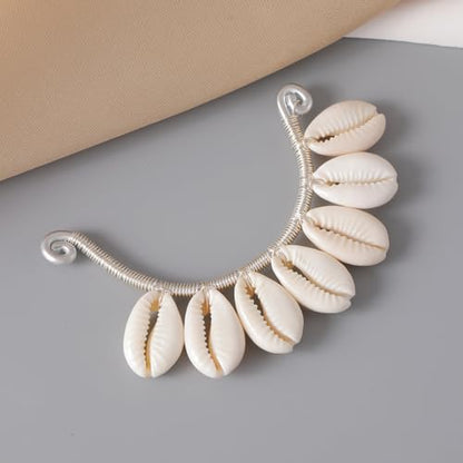 Wellike Gold Ear Cuffs For Women Non Piercing Single Clip On Earrings 18k Gold/Silver Plated Handmade Cuff Earrings Hypoallergenic Waterdrop Cowrie Shell Jewelry - color: KKWE098-S