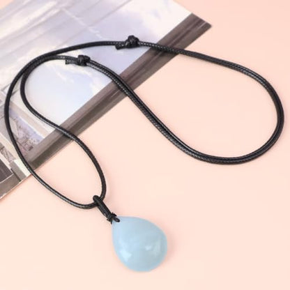 Teardrop Gemstone Necklaces for Women, Healing Crystal Pendant Necklace Birthstone Jewelry for Women - color: Aquamarine