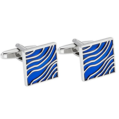Urban Jewelry Mens Stainless Steel Nautical Knot Cufflinks Formal Wear | Nautical Cufflinks Stainless Steel Rust Resistant Finish Formal Wear Essential Business Style Essential Design - color: Blue Waves Enamel Design
