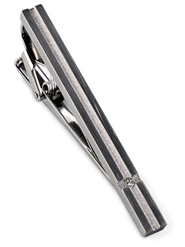 [TAVARAT] Tie Clip Tie Clips for Men Black Silver Tie Bar Tie Pin Tps-032 - style: silver crystal