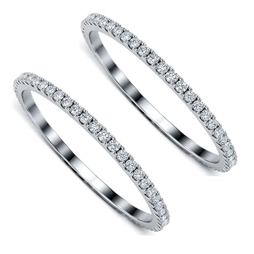 2-Pack 14K Gold Plated Stacking Rings for Oura Ring Gen 5/4/3 | Cubic Zirconia，oura ring stack accessories，Diamond Rings for Women - color: Silver