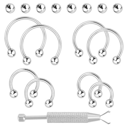 Mikovivi Acrylic Septum Rings,Plastic Horseshoe C-Shape Pincher Taper Cartilage Stretching Kit Piercing Retainer Jewelry for Women Man Nose Ear Tragus Size 14G 12G 10G 8G 6G 4G 2G 0G 00G