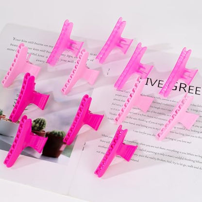Ondder Pink Butterfly Hair Claw Clips for Styling and Sectioning - Makeup Hair Clamp Clips for Women and Girls - color: Pink Series