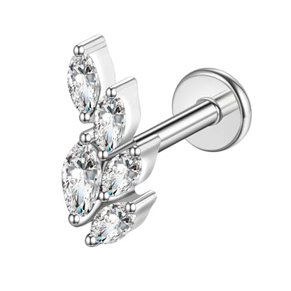 G23 Titanium Flat Back Earrings Studs 16g F136 Implant Grade Titanium Labrets Press Fit Threadless Push In Dainty Cartilage Helix Conch Lobe Lip Tragus Piercing Jewelry - style: 1pcs 5eye Clear