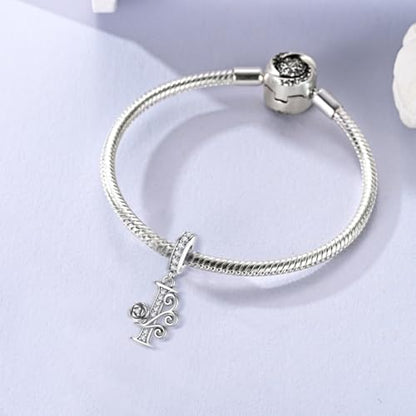 LNQOBU Complete A~Z Alphabet Charm Letter Beads, Solid 925 Sterling Silver with Cubic Stones Rose Alphabet Charm fits Pandora Bracelets Necklace Women Jewelry - color: CYT-I