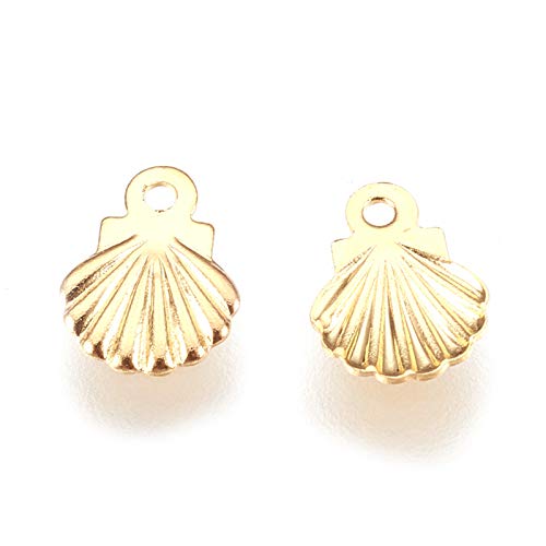 Mega Pet 100pcs Stainless Steel Shell Pendants Charms Golden Dangle Charms DIY Accessories for Bracelets Necklaces Jewerly Making - size: 7.5x5.5x0.5mm#Shell