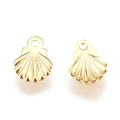 Mega Pet 100pcs Stainless Steel Shell Pendants Charms Golden Dangle Charms DIY Accessories for Bracelets Necklaces Jewerly Making - size: 7.5x5.5x0.5mm#Shell
