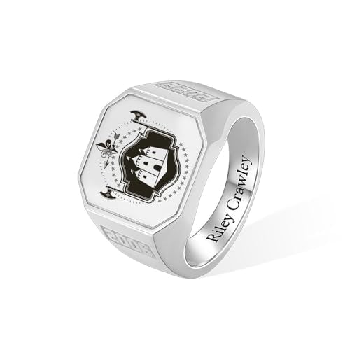 callie Custom Signet Ring - Engraved Text & Photo, Personalized Family Crest Coat Of Arms Rings, 925 Sterling Silver/Brass | Father's Day Jewelry Gifts for Men & Women - color: Square