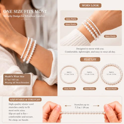 Pearl Bracelets for Women Dainty Baroque Pearl Bracelet White Bridesmaid Bridal Bracelet Wedding Jewelry Gifts for Mother Daughter Matching Outfits - color: A2:pearl bracelet