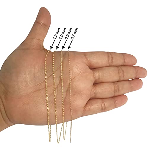 Kooljewelry Womens Classic Rope Chain - 10k Yellow Gold Barely-There Necklace, Thin Lightweight - size: 16 inch, style: 0.7 mm wide