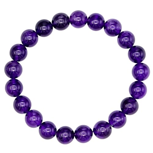 Amazing Gemstone Amethyst Crystal Bracelet for Women Men's Gifts - Protection Healing Crystal Bracelet - 8mm Gemstone Beaded Stretchable Bracelet Pulseras Para Hombres Mujer Stocking Stuffers Mothers Day Gift - color: Amethyst