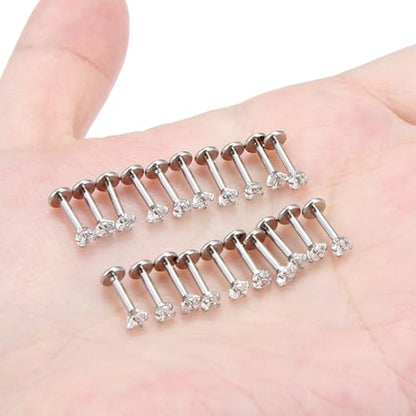 Vsnnsns 16G Lip Rings Stainless Steel Tragus Helix Conch Piercing Jewelry Snake Bite Piercing Monroe Lip Rings Labret Medusa Cartilage Lobe Earrings Studs Piercing Jewelry 6MM 8MM 10MM Silver - color: Clear Cz-6MM
