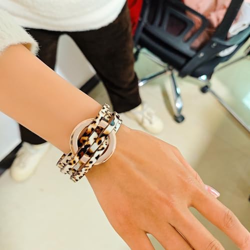 ZMANYIJEW Leather Wrap Bracelets for Women,Boho Cuff Bracelets Multi-Layer Crystal Beads Cuff Bracelet Multilayered Leopard Leather Braided Bangle Wrist Cuff Bangles - style: O-Leopard