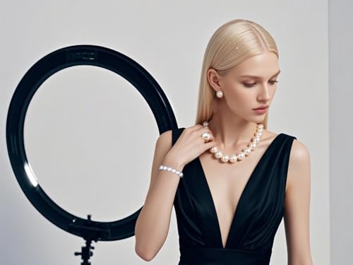Prom Jewelry Set for Women Pearl Jewelry Sets Pearls Necklace Earrings Bracelet Ring Sets Faux Pearls Bridesmaid Bridal Wedding Prom Outfits Jewelry Sets - color: White