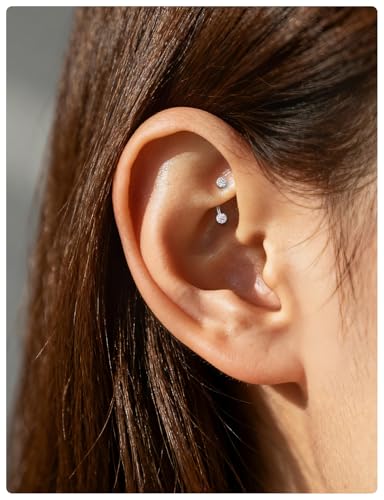 18G 16G 14G Eyebrow Ring Piercing Jewelry Surgical Steel Internal Thread Vertical Labret Lip Ring Rook Daith Earrings Belly Button Ring Piercing Jewelry for Women Men CZ Silver Black Gold - color: Silver, size: 16G, 6mm Length