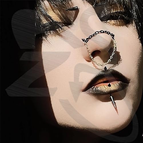 ZS 18Pcs Spike Eyebrow Piercing Jewelry, 16G Curved Barbell Vertical Labret Lip Rings, Spike Tragus Helix Earrings Rook Nose Bridge Rings for Women Men - color: C:Black,curved barbell