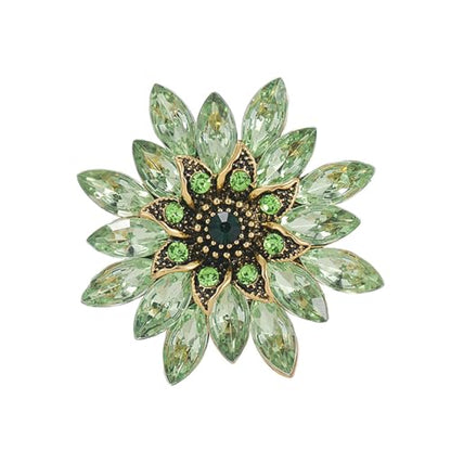 Sparkling Rhinestone Flower Brooch Pin Fashion Crystal Sunflower Brooch Floral Lapel Pins Red/Green/Purple/Pink Crystal CZ Broochs Large Flower Pin Clothes Hat Bag Dress Broochs Wedding Bridal Jewelry for Women - color: Green