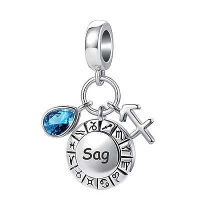 Birthday Charm December Birthstone Teardrop Sagittarius Constellation Charm for Pandora Bracelets Horoscope Zodiac Sign Dangle Bead