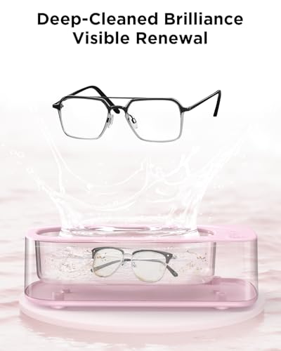 Ultrasonic Jewelry Cleaner Machine: 48KHz Ultra Sonic Cleaner for Jewelry,Eyeglass,Rings,Watch Band,Dentures,with Dual Cleaning Modes,350ML 304 Stainless Steel Tank,Gift for Wife,Mom,Daughter - color: Pink