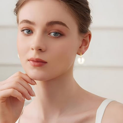 Pearl Earrings for Women Minimalist Pearl Drop Earrings Elegant Leverback Dangle Earrings Wedding jewelry Bridesmaid Gifts - style: 3pcs