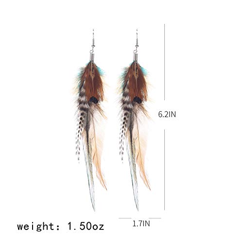 lureme Bohemian Multicolor Pheasant Feathers Dangle Earrings Handmade Natural Feather Earrings (er006314) - style: Style D