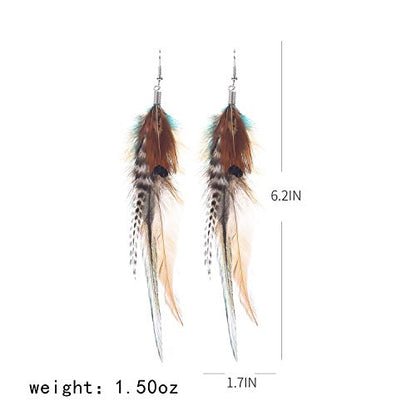lureme Bohemian Multicolor Pheasant Feathers Dangle Earrings Handmade Natural Feather Earrings (er006314) - style: Style D