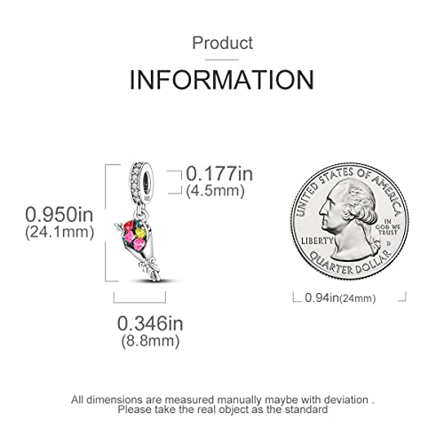 MULA 925 Sterling Silver Charms for Bracelets and Necklace Family Pendants | Airplane Travel Dangle Beads Family Tree Jewelry Charms for Women - color: Flowers Charm