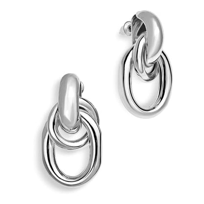 Jean Beau Chunky Gold Stud Earrings for Women Trendy Gold Plated Dangle Drop Prom Birthday Fashion Office Jewelry Gift - color: Silver Knot