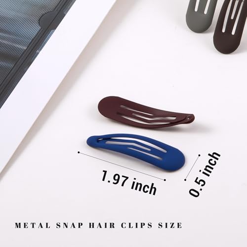 Small Hair Barrettes For Women No Slip Metal Snap Clips For Thin And Fine Hair,Matte Black Brown Blue Red Gray,20 PCS,1.97 x 0.5 Inch. - color: Matte Black Brown Blue Red Gray