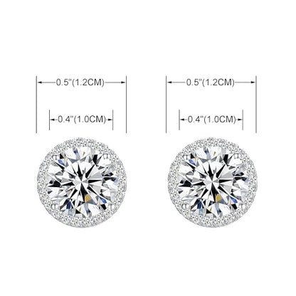 YOQUCOL 10MM Cubic Zirconia Crystal Clip On Stud Earrings Round Non Pierced Earrings for Women - color: White