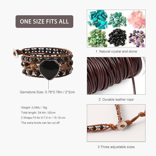 Artilady Leather Wrap Bracelet for Women, Pearl Beaded Bangle Stack Jewelry | Easy on-off, Elegant Handmade Multi-Layered, Daily Casual Date Beach Vacation, Gift for Ladies, Mother, Sister & Friend - style: Black bead