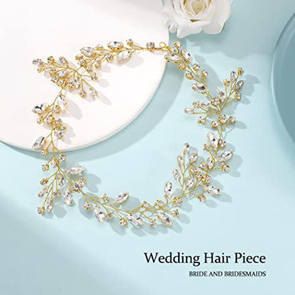 JAKAWIN Bride Wedding Hair Piece Rhinestone Bridal Hair Accessories Diamond Hair Vine for Women HV113 - color: 3 A Gold
