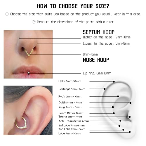 Titanium Septum Rings, Nose Rings Hoops for Women, Segment Nose Rings 16G 8mm/10mm Hypoallergenic Cartilage Conch Helix Rook Hoop Earrings - color: Teardrop-Gold, size: 16 Gauge 10mm