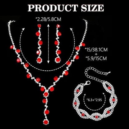 Sixexey Rhinestone Earrings Sparkly Bracelet Earring Party Prom Earrings Jewelry for Women - color: Red