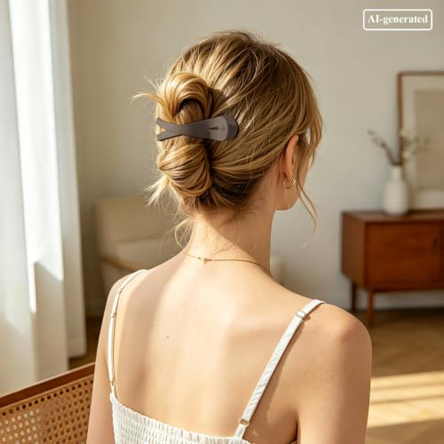 Large Flat Hair Clips for Women, French Flat Claw Clips for Medium Thick Hair | Strong Hold Hair Clips for Styling, Driving, Daily Wear | Beige, Light Dark Brown, Black - 4Pcs - color: Black, Dark Brown, Light Brown, Beige