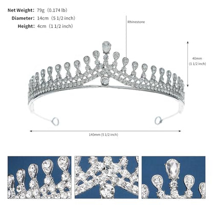 Wedding Crystal Tiara for Women Elegant Bridal Pearl Rhinestone Crown Swan Queen Princess Costume Crown Star Crystal Headpiece Accessory for Cosplay Birthday Party - color: Crystal 1
