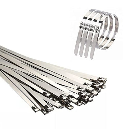 Kable Kontrol Stainless Steel Metal Zip Ties 27 Inch 100 Pcs HD 200Lbs Test | Heavy Duty Steel Cable Ties, Self-locking, Multi-Purpose, Outdoor and Indoor Use, High Temperature, Corrosion Resistant - size: 27" - 200 Lbs - 100 Pcs