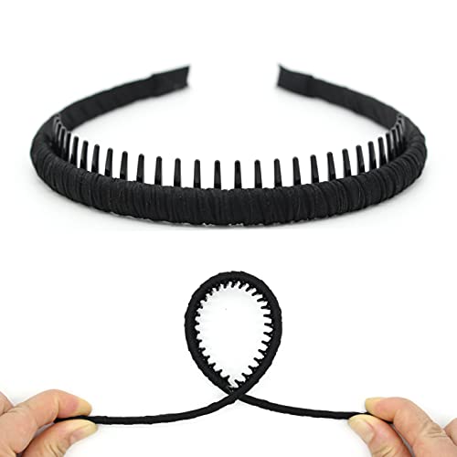 JOBAND 4pcs Hairbands for Women, Non-Slip Zig Zag Headbands, Adjustable Teeth Comb Hair Hoop, Daily Use, Yoga, Spa, Parties, Resin Cotton Blend | Non Slip hair accessories for women Can easily solve the problem of short hair on the forehead Suitable Daily
