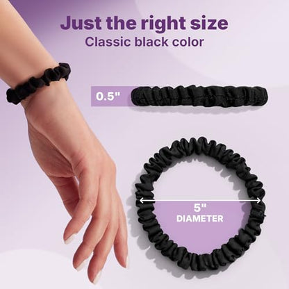 Goody Ouchless Half Inch Satin Scrunchies, Frizz Fighting, No Damage Scrunchies, All Hair Types, Gentle, Secure & Creaseless Hair Ties for Day and Overnight, Gifts for Women & Girls, 5 Ct, Black - style: Half Inch/Medium