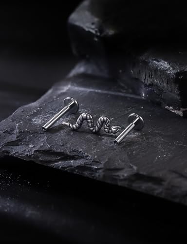 16G Astm F136 Titanium Internal Thread Flat Back Earrings Nose Studs Tragus Forward Helix Conch Cartilage Lobe Earrings Stud Medusa Labret Monroe Lip Ring Piercing Jewelry For Women Men - size: 16G--Style D