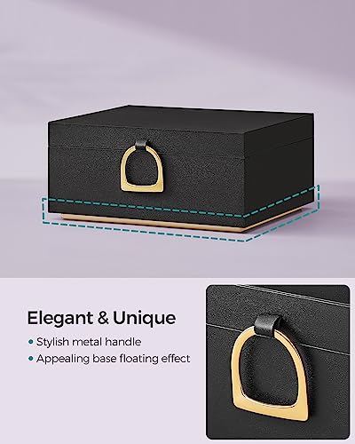 SONGMICS 2-Layer Jewelry Box, Jewelry Organizer with Handle, Removable Jewelry Tray, Jewelry Storage, Floating Effect, 8.1 x 9.4 x 4.3 Inches, Gift Idea, Black UJBC165B01 - color: Black