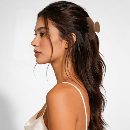 MAORULU Medium Cute Acetate Hair Claw Clips for Women Girls, 3 Inch Cherry Red Claw Clips for Thin & Medium Thick Hair, Durable French Banana Clip with Gift Box (Light Brown) - color: Light Brown